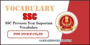 SSC Previous Year Vocabulary PDF in English Download