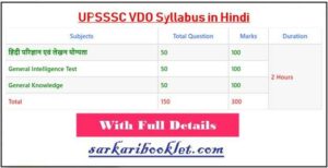 UPSSSC VDO Syllabus in Hindi PDF Download