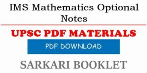 IMS Mathematics Optional Notes PDF